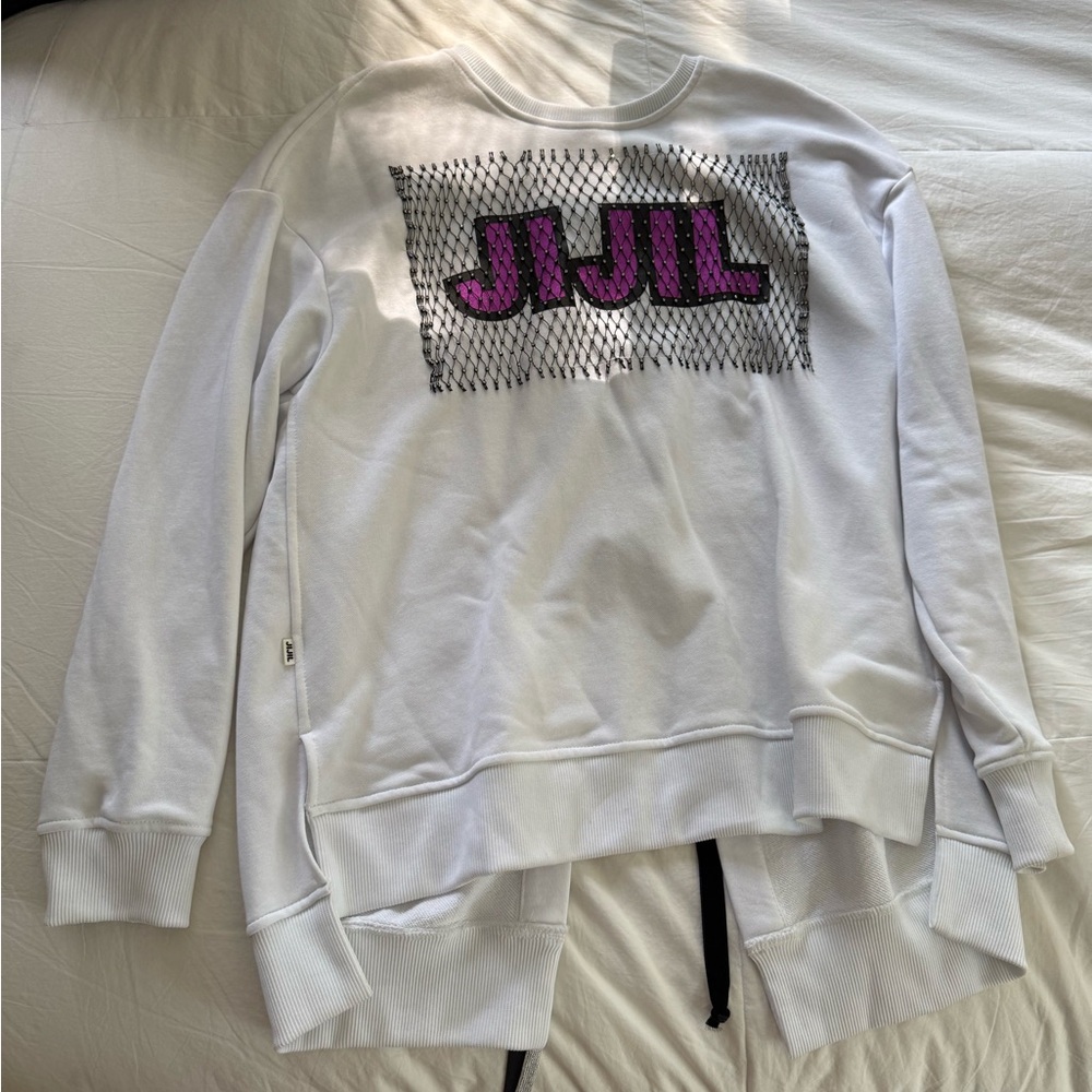 Jijil White Sweater with Purple Logo